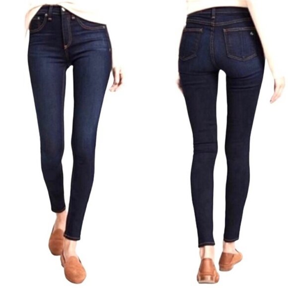 PAIGE Womens Blue Dark Wash Stretch Hoxton Ankle Skinny Jeans Size 30 - Picture 1 of 11